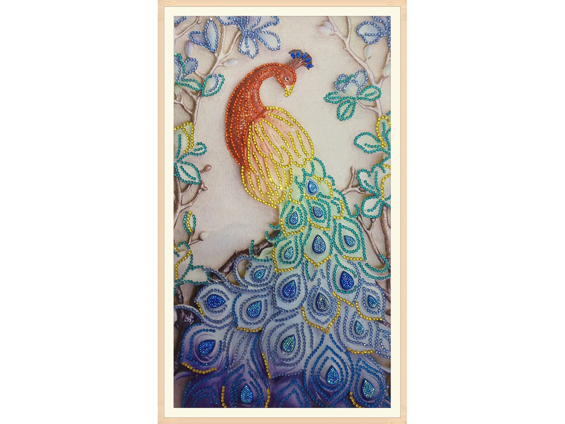 Pintura de Diamante Pavão 2 com Cristais Brilhantes para Decoração de Casa e Artesanato | S/MARCA