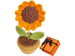 Girassóis em Vaso de Tricô, Pequenas Flores Artificiais em Vaso Feito À Mão, para Decoração de Casa, Escritório, Mesa e Carro. AQUAFORGE