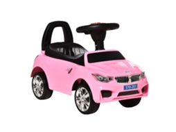 Carrinho Para Crianças De Montar Com Volante, Faróis E Músicas Integradas, Carro Para Crianças Em Pp E Metal, 63.5x28x36 Cm, Rosa