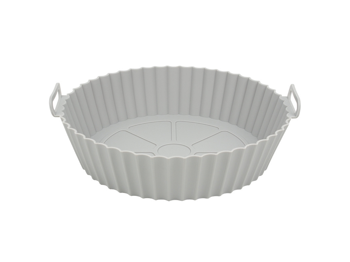 Forma De Silicone Reutilizável Para Air Fryer (8 Polegadas, Cinza) - Antiaderente, Resistente Ao Calor