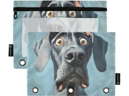 Pasta Divertida Com Desenho De Um Cão Da Raça Dogue Alemão, Com Janela Transparente, Estojo Grande Com Zíper, Grande