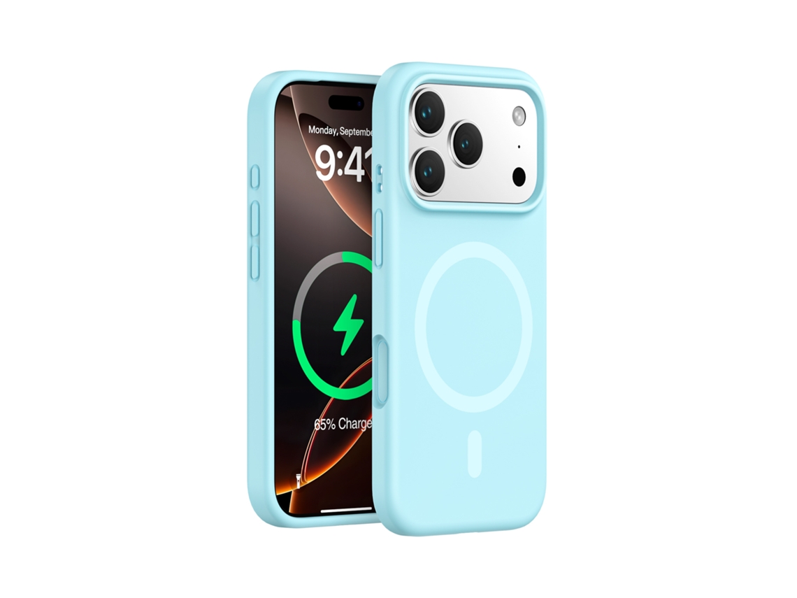 (azul Celeste, Iphone 17) Capa Magnética Resistente Para Iphone, Em Silicone Líquido De Cor Sólida, Com Design Simples.