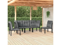 Vidaxl 5 Pcs Conjunto Lounge De Jardim Vime Pe Preto/cinzento