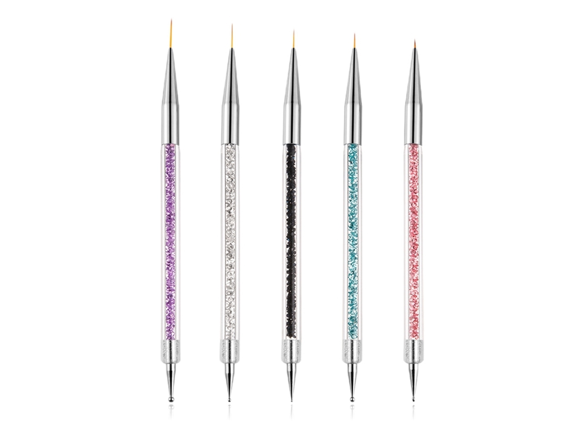 1 Conjunto De Pincéis Para Unhas Com 5 Canetas De Perfuração E 2 Pontas De Silicone*