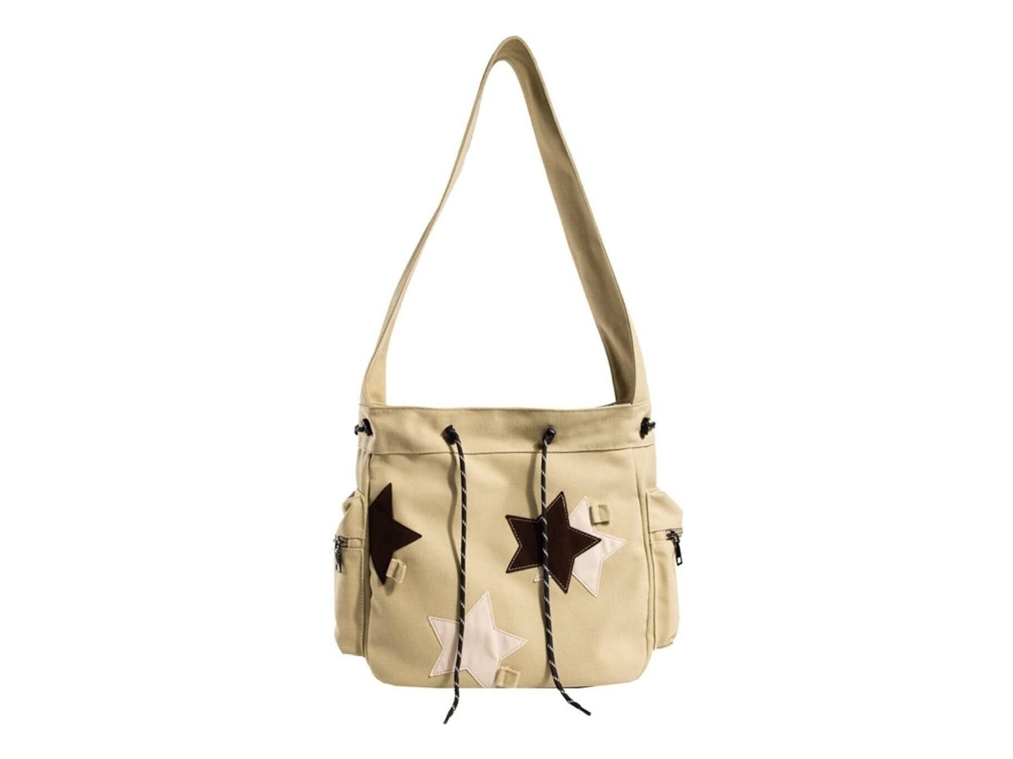 Lurelia Bolsa Transversal Feminina Em Lona Grande Capacidade Leve Fecho De Correr Padrão Estrela Para Festa E Noite