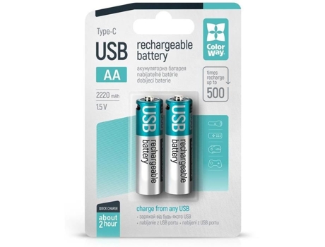 Bateria AA de 2200 mAh, 2 unidades em cores diferentes