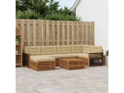 Vidaxl Conjunto De Sofás Para Exterior 7 Unid. Natural E Bege