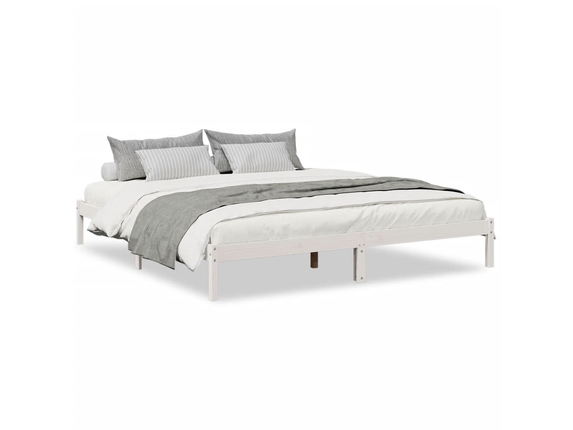 Cama Extra Longa Sem Colchão MAISON EXCLUSIVE Pinho Maciço Branco 200x210 cm