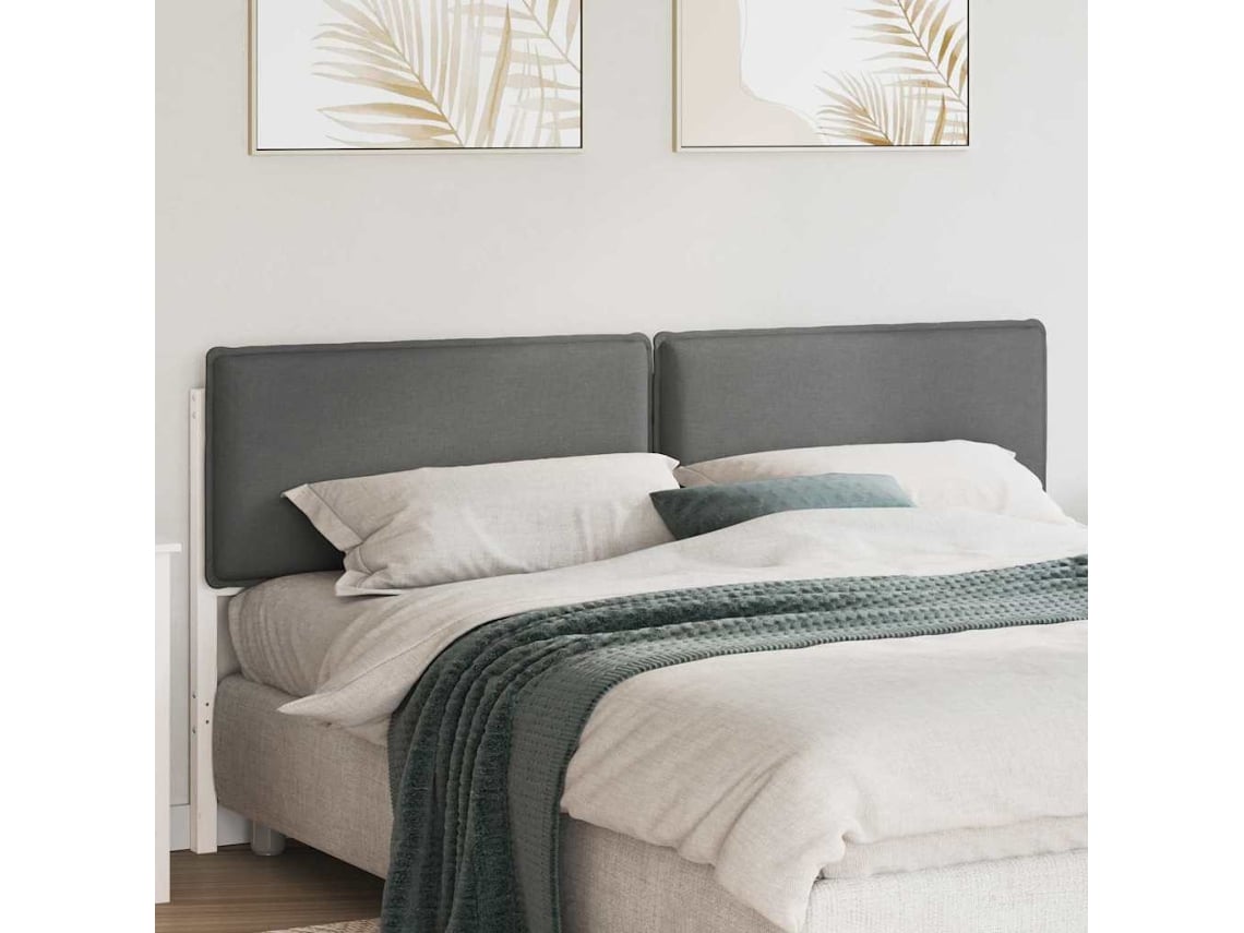 Vidaxl Cabeceira Estofada com Cabeceira Branco e Cinza Claro 180 Cm