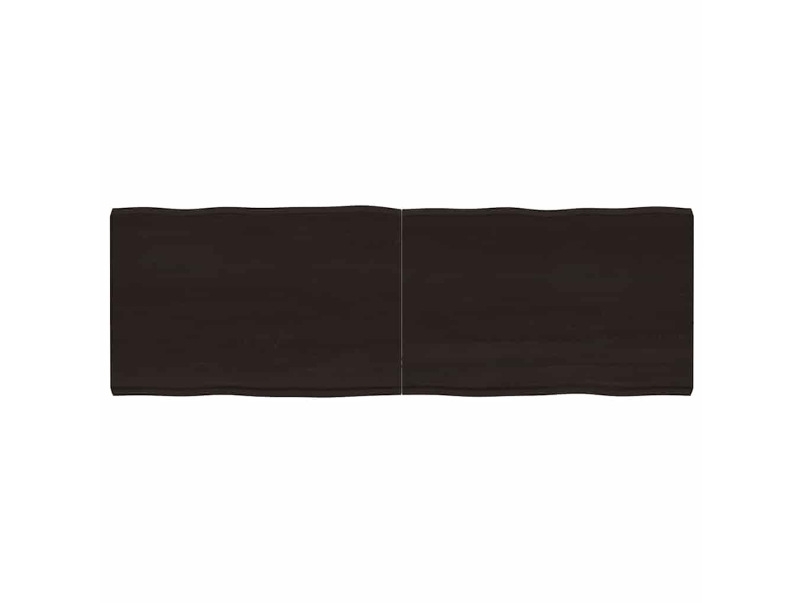 Vidaxl Tampo De Mesa Com Bordas Vivas Maciço Tratado Castanho-escuro