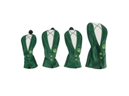 Conjunto 4 Capas De Cabeça De Taco De Golfe Pu Impermeável Padrão Jaqueta Verde Plush Espessado Acessórios