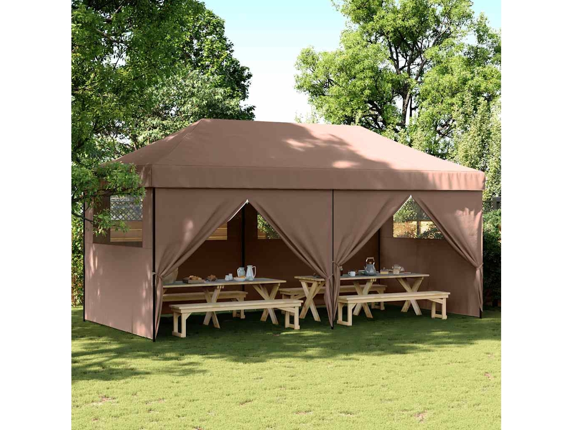 Vidaxl Tenda P/ Festas Pop-up Dobrável Com 4 Paredes Laterais Castanho