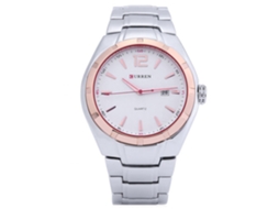 Relógio de pulso masculino elegante com movimento de quartzo (dourado + aro branco)