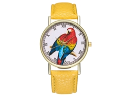 Reloj De Cuero Artificial Zhoulianfa Unisex Moda Reloj De Pulsera De Cuarzo Amarillo