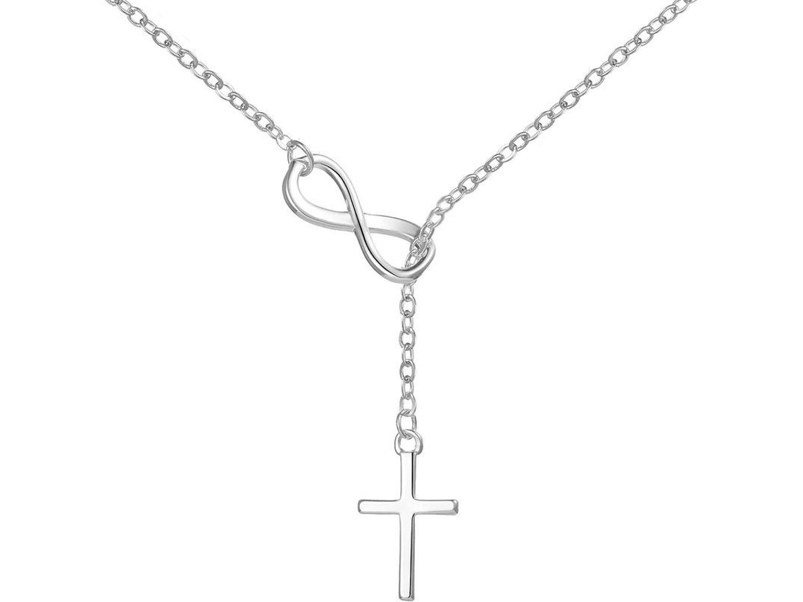 2026-collar De Cruz Figura 8 Lucky Plata Plated Infinito Joyería De Moda Regalo Ideal