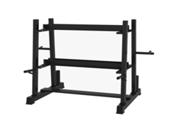 Suporte para Halteres Kettlebells e Placas S/MARCA (3 níveis, ajustável, aço preto, 131x75x80cm)