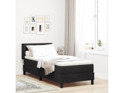 Vidaxl Cama Box Com Cabeceira Manual Preto 200 X 80 Cm Veludo