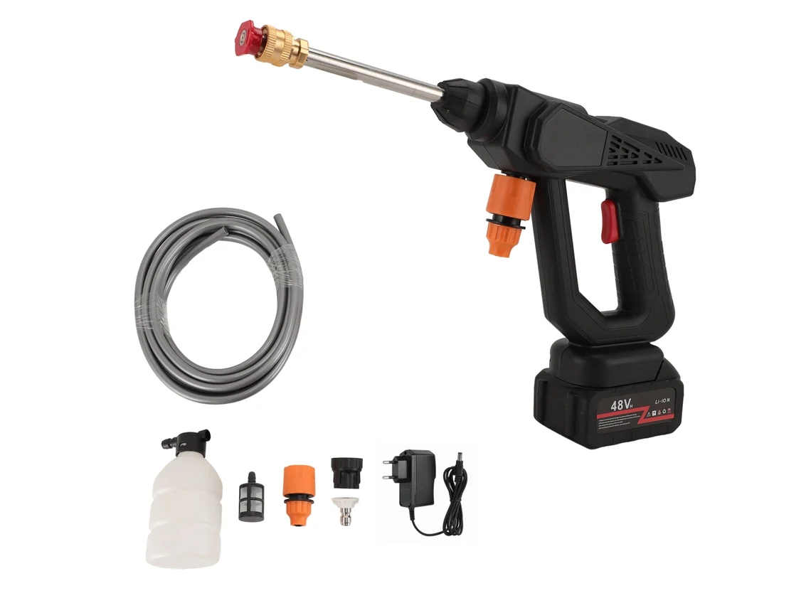 Pistola de água de alta pressão sem fio 30Bar, lavadora portátil para limpeza de jardim, luz dourada