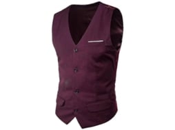 2026 chaleco de Traje para Hombres Talla Grande Color Sólido de Un Botón para Negocios Primavera Y Otoño Poliéster