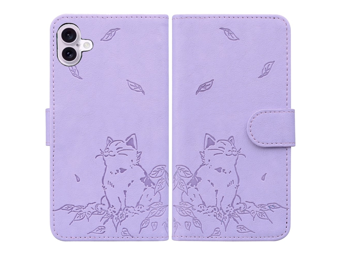 Capa Em Couro Pu Para Apple Iphone 16 Plus