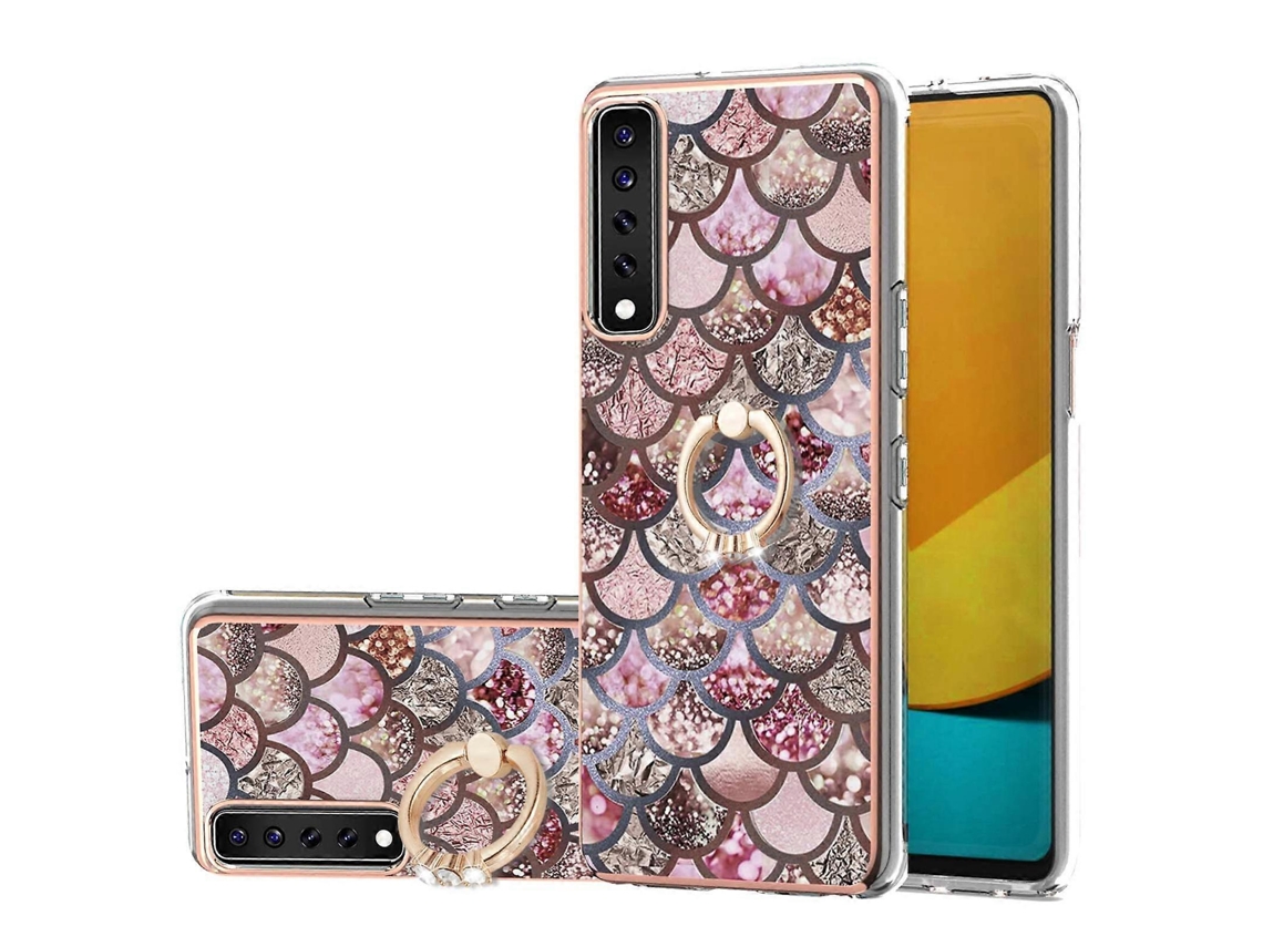Capa De Tpu Imd Com Padrão Galvanizado E Suporte De Anel De Strass Para Lg Stylo 7 4g