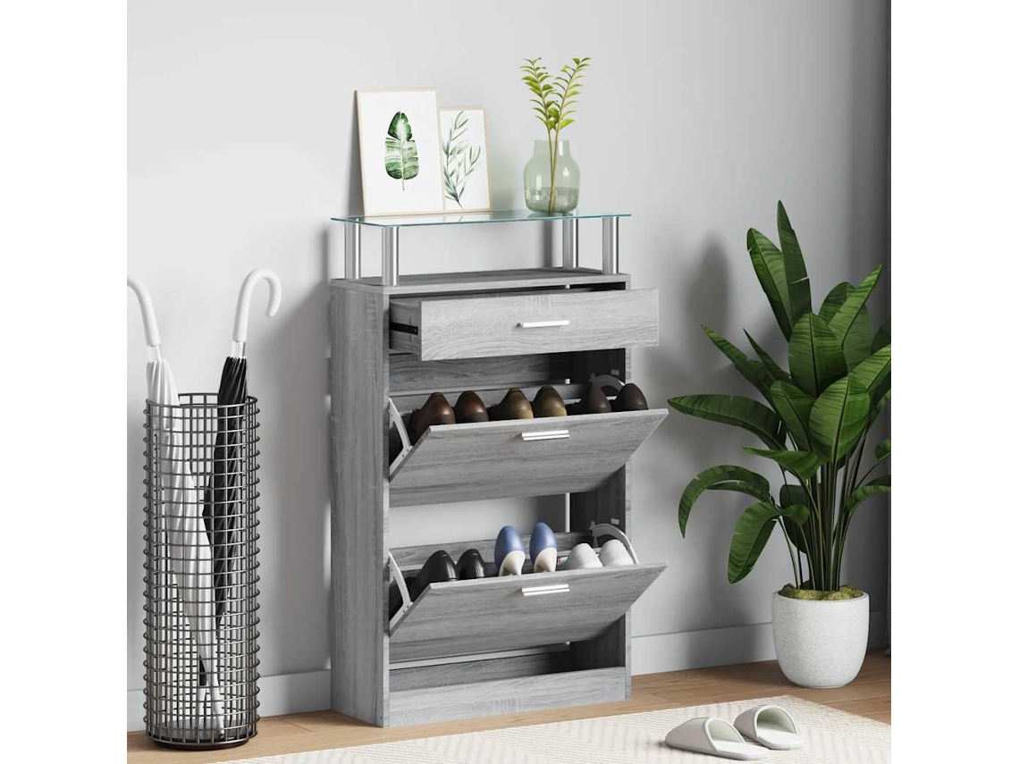 Vidaxl Sapateira 63x24x104 Cm Derivados De Madeira Sonoma Cinza