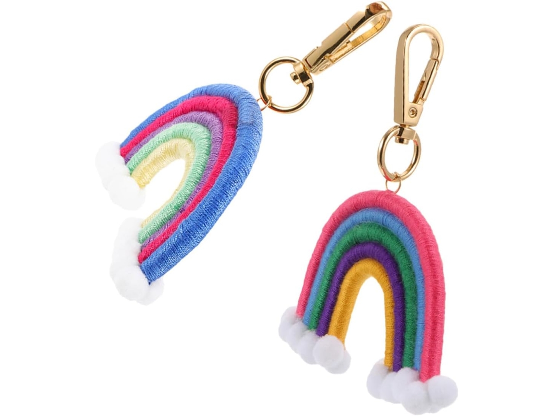 Conjunto De 2 Pingentes Arco-íris Tecidos À Mão Para Malas E Chaves.