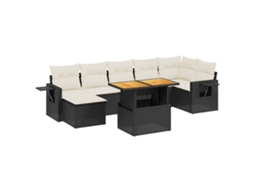Conjunto de 8 Sofás de Jardim com Almofadões Vime Pe Preto MAISON EXCLUSIVE (8 pcs)