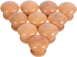 Conjunto De 10 Puxadores Madeira Redondos Em Formato Cogumelo Para Cômoda