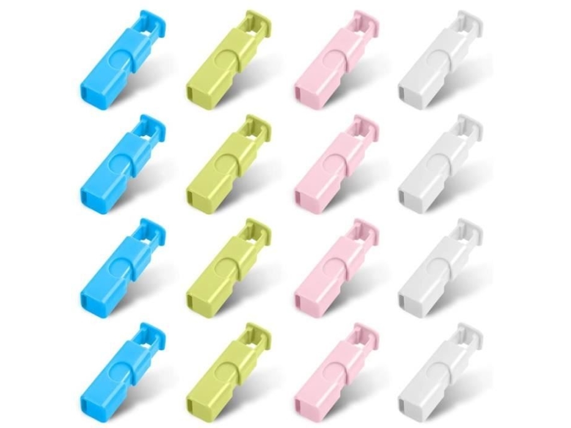 Conjunto De 16 Prendedores Reutilizáveis Para Sacos De Pão E Alimentos, Cor Branco E Azul, Fecho Hermético