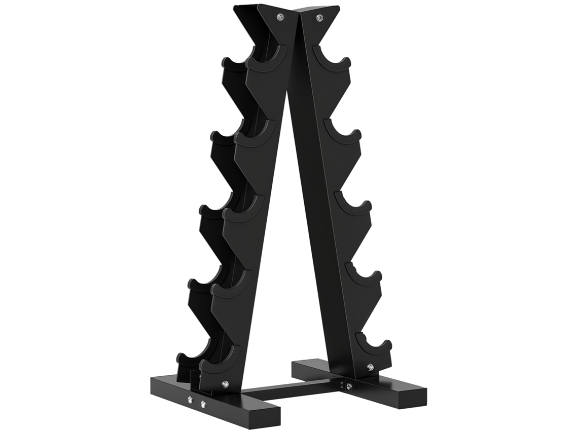 Suporte Halteres 5 Níveis Aço Armazenamento Treino Preto