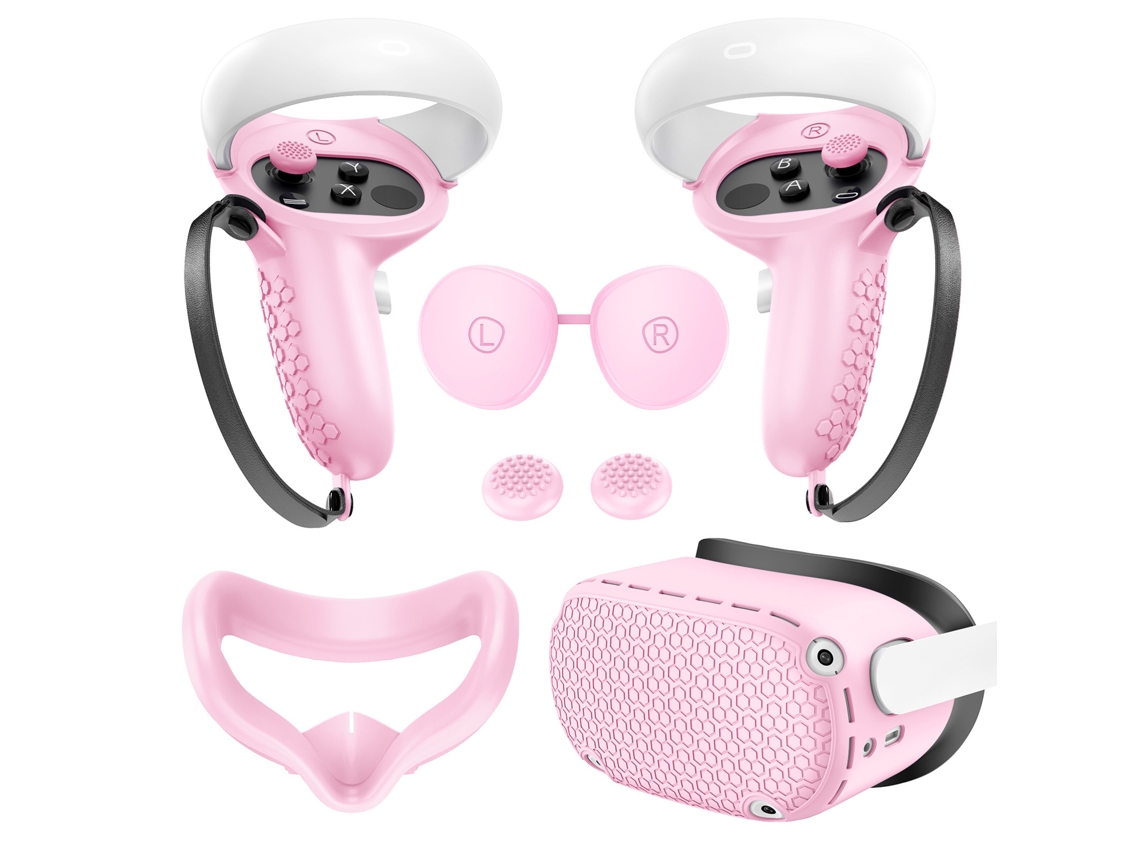 Capa SINI TECH STORE de Silicone, compatível com Oculus Quest 2, com grip para comandos (rosa)