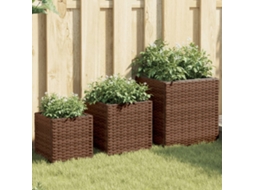 Vidaxl Vasos De Jardim 3 Pcs Vime Pe Castanho