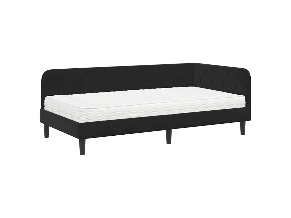 Estrutura de Cama de Canto Preto 100 X 200 Cm Veludo MAISON EXCLUSIVE