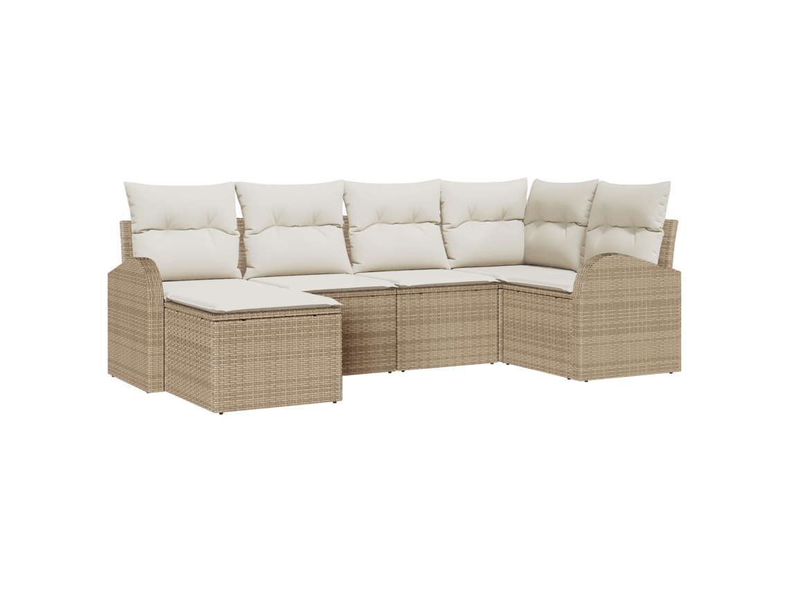 Conjunto 6 Móveis Para Exterior Vidaxl Bege Vime Pe (55 X 55 X 37 Cm)