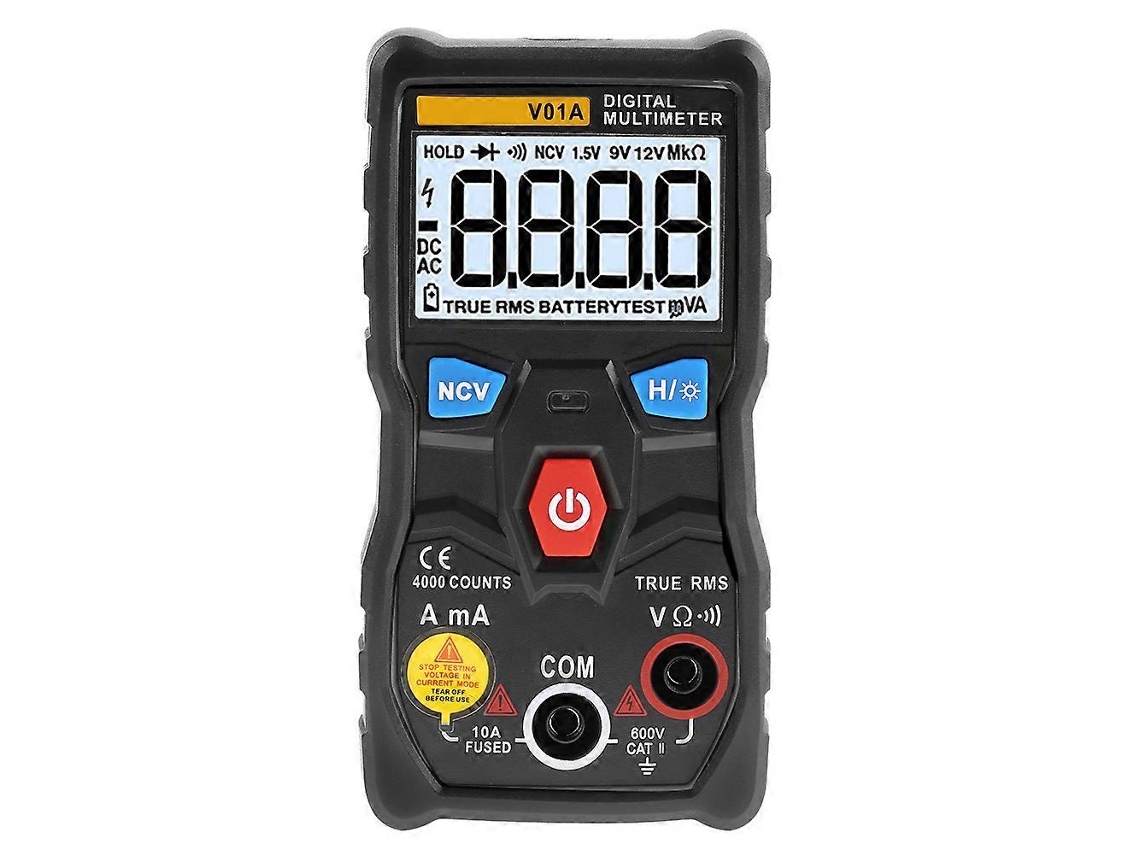 Lurelia Multímetro Digital, V01a, 4000 Contagens, 400.0 V, 600 V, 9.999 A, True Rms, Ncv, Alcance Automático, Luz De Fundo, Frequência Para Tensão