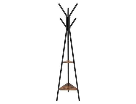 Cabideiro Com Pé E 2 Prateleiras H179 Cm Preto Calicosy