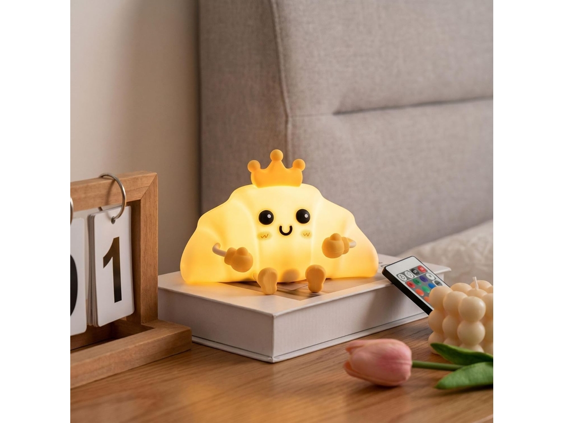 Luminária Noturna Crescent Roll, 3 em 1, Silicone, para Cabeceira de Cama