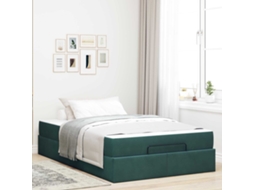 Vidaxl Estrutura de Cama com Colchão 2 Pcs Verde Veludo