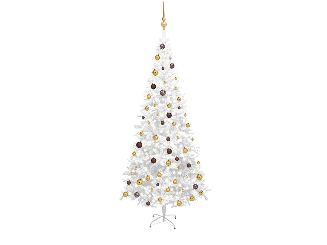 Vidaxl Árvore Natal Artificial Pré-iluminada C/ Bolas Branco