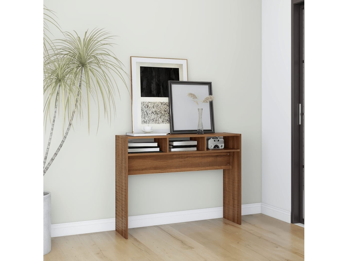 Vidaxl Mesa Consola 105x30x80cm Derivados De Madeira Carvalho Castanho