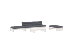 Conjunto de 5 Lounge Jardim com Almofadões Madeira Maciça Branco MAISON EXCLUSIVE (5pcs)