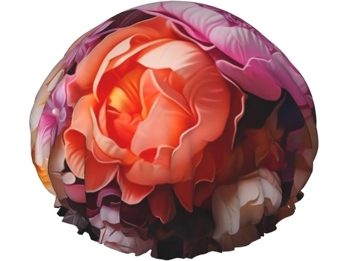 Touca De Banho Feminina Com Estampa Borboletas E Vegetação Exuberante, Impermeável, Reutilizável, Com Cordão Elástico