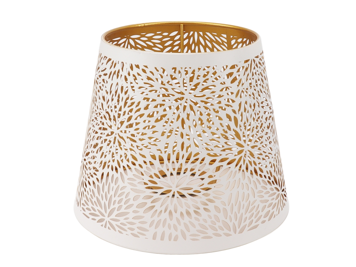 Abajur E27 E26 Branco com Estampa Floral Entalhada em Ferro CHABERLU
