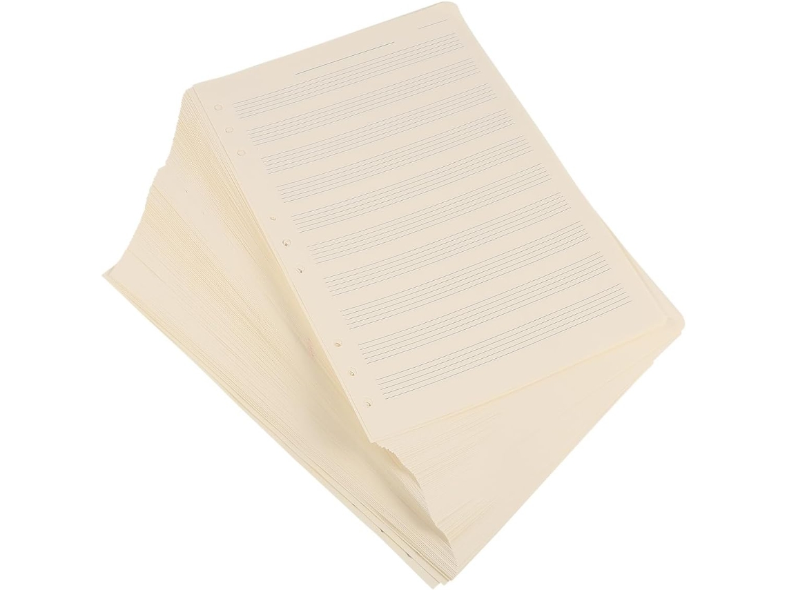 Refil de Partituras Musicais Alipis, 100 Folhas, Papel Branco 3mm, 10 Pautas, Apagável para Estudantes e Profe