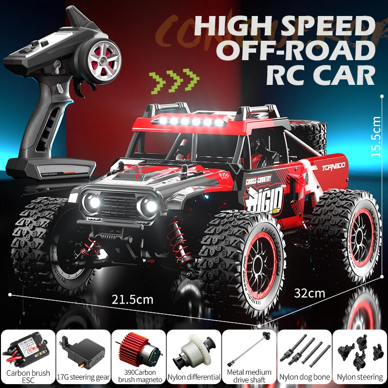 (vermelho) Carro De Controle Remoto De Alta Velocidade 4wd Thor Off-road 2.4g Brushless Elétrico Para Escalada Com Faróis De Led