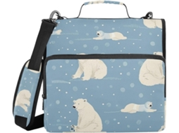 Pasta Polar Bears Com 3 Compartimentos, Zíper De 3, 8cm E Alça, Inclui Bolso Com Zíper, Portfólio Portátil