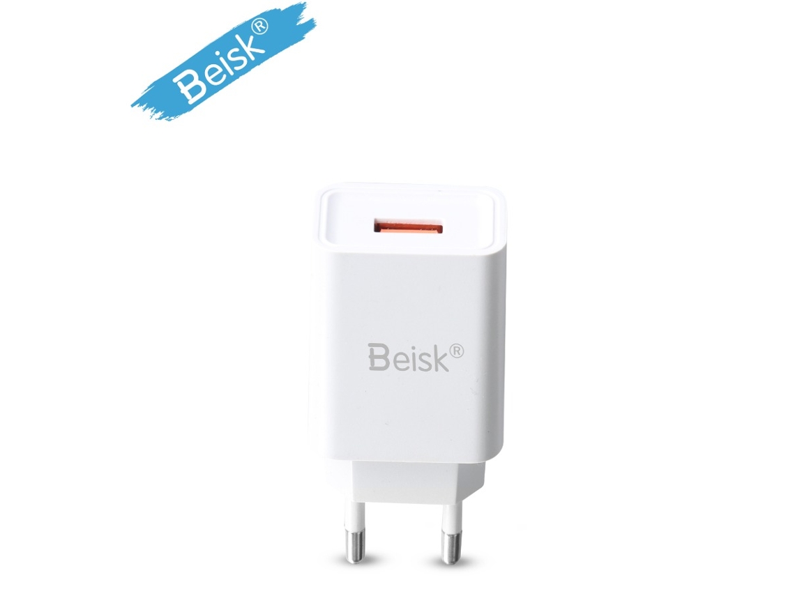 Carregador Rápido Da Encha Da Ue Da Porta Usb Única De Beisk, Adaptador De Alimentação De Carga Rápida Qc Portátil Branco, 1piece