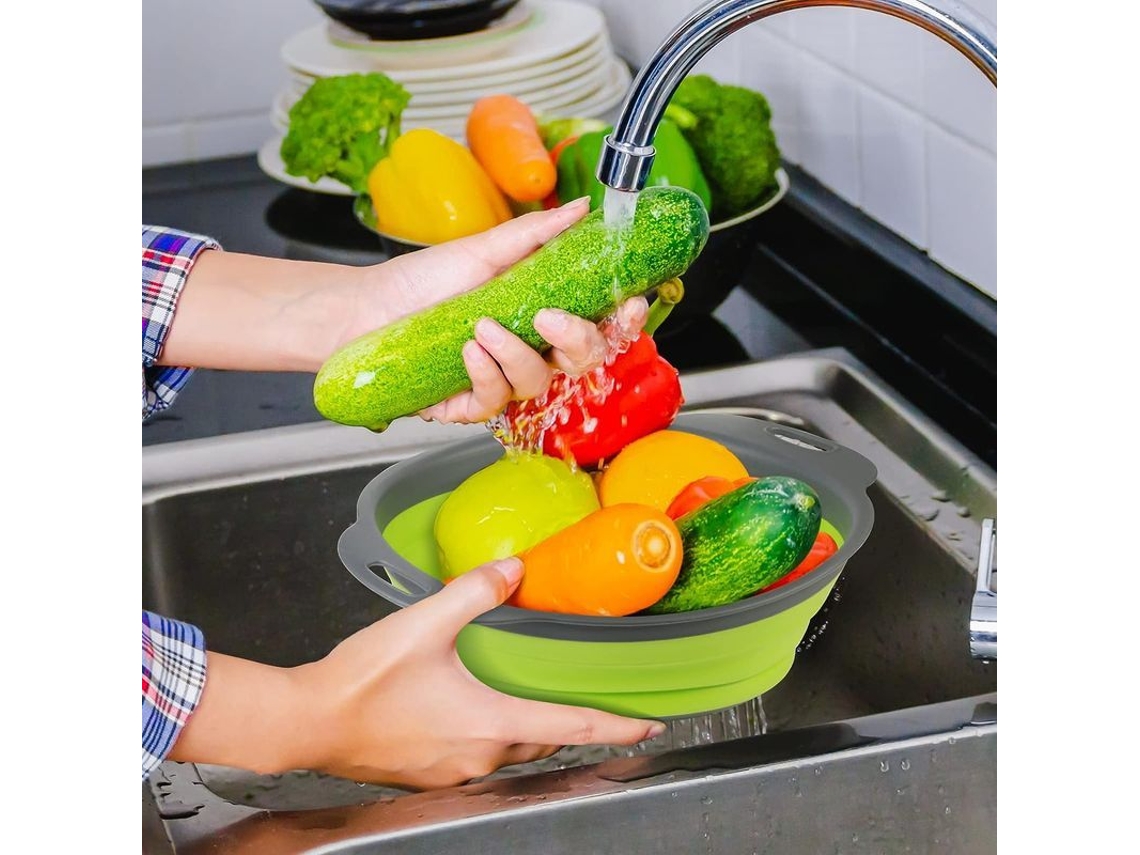 Rebe-cojinhas De Silicone Dobráveis 2 Unidades, Strainer Para Frutas, Legumes, Massa, Strainer De Cozinha Dobrável Multifuncional