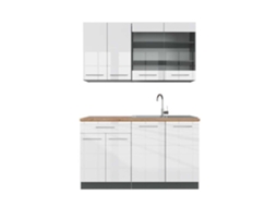 Cozinha Fame-Line, 140 cm, Carvalho PT, Branco brilhante/Antracite, VICCO